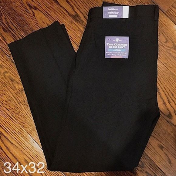 CROFT & BARROW Black Flat Front Dress Pants 34x32